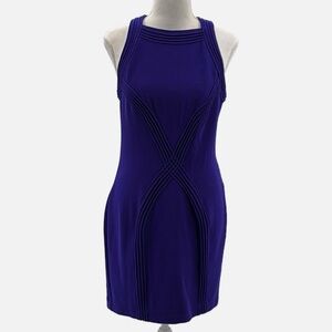 Tadashi Vintage Fitted Sleeveless Halter Neck Dress in Deep Purple - Size Small
